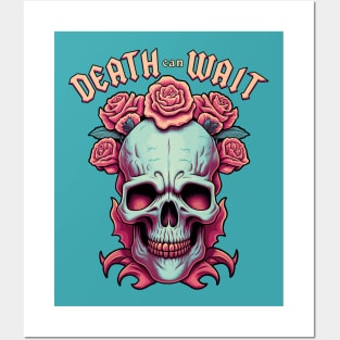 Death Can Wait, Rose and Skull Poster Posters and Art